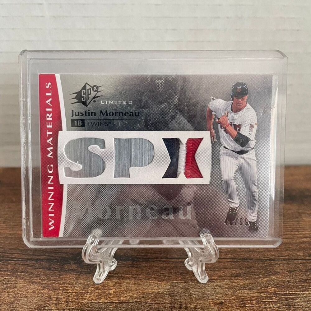 2008 SPx Winning Materials Justin Morneau Limited Silver GU Patch #46/99 #WM-MO